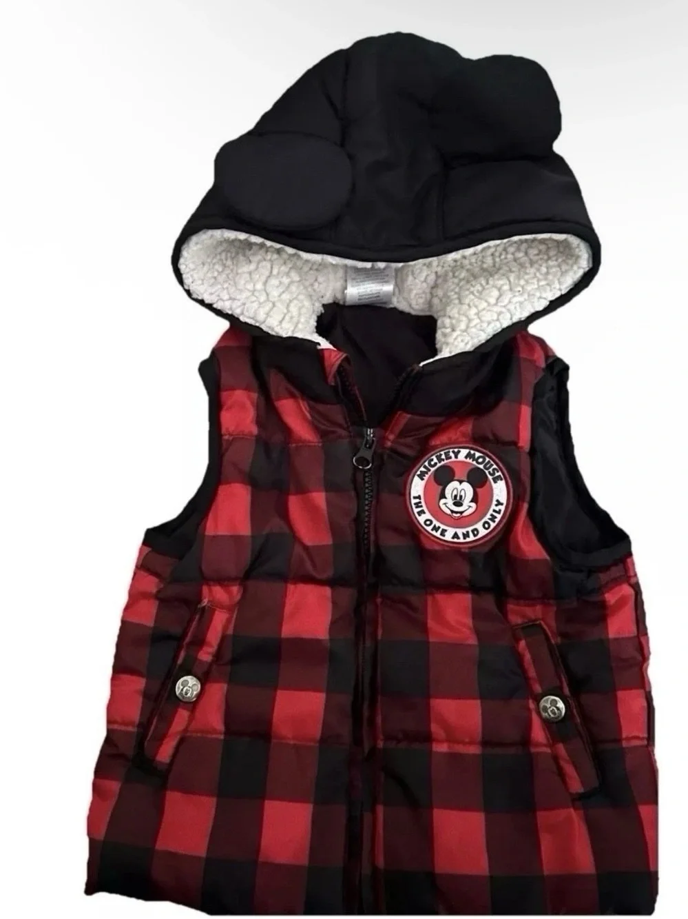 Buffalo Plaid Mickey Mouse Outfit Vest Long Sleeve Shirt Vest Size 2T Disney